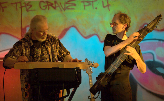 Stuart and Cliff on the Cabaret Stage at DC's Artomatic 2009, playing The Master Dishwasher